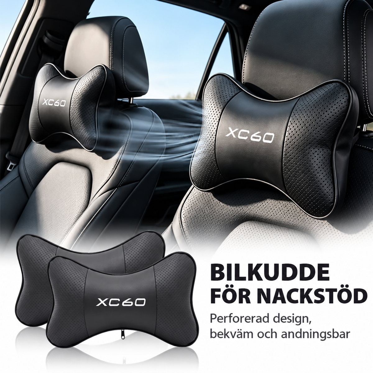 Nackkudde Passande XC60 – Ergonomiskt Nackstöd 2-Pack