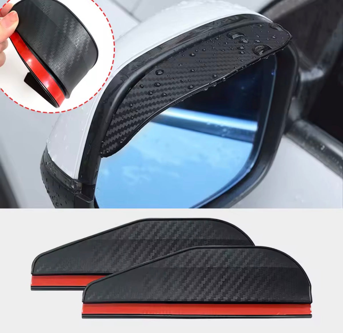 Regnskydd Till Sidospeglar Svart Kolfiber 2-Pack