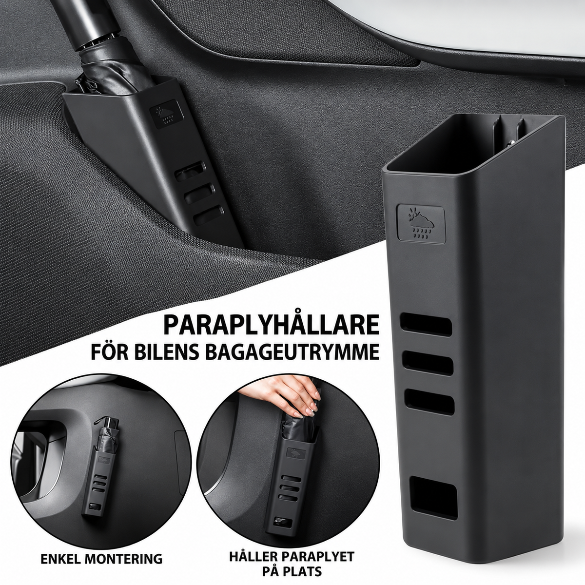Paraplyhållare för Bilens Bagageutrymme – Svart