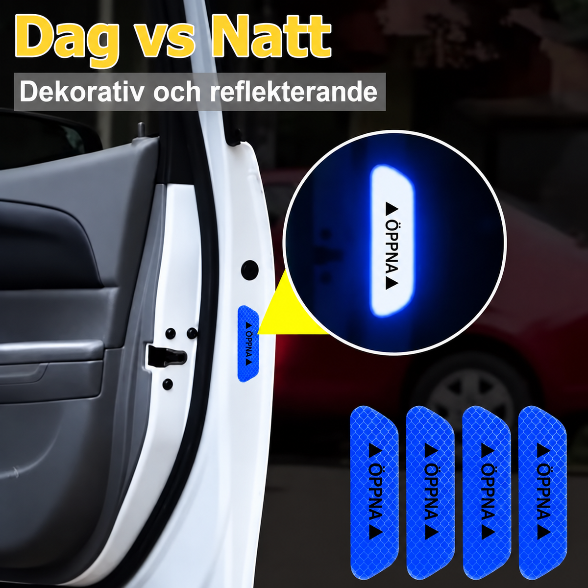 Reflexdekaler Bildörr Säkerhetsreflex 4-Pack