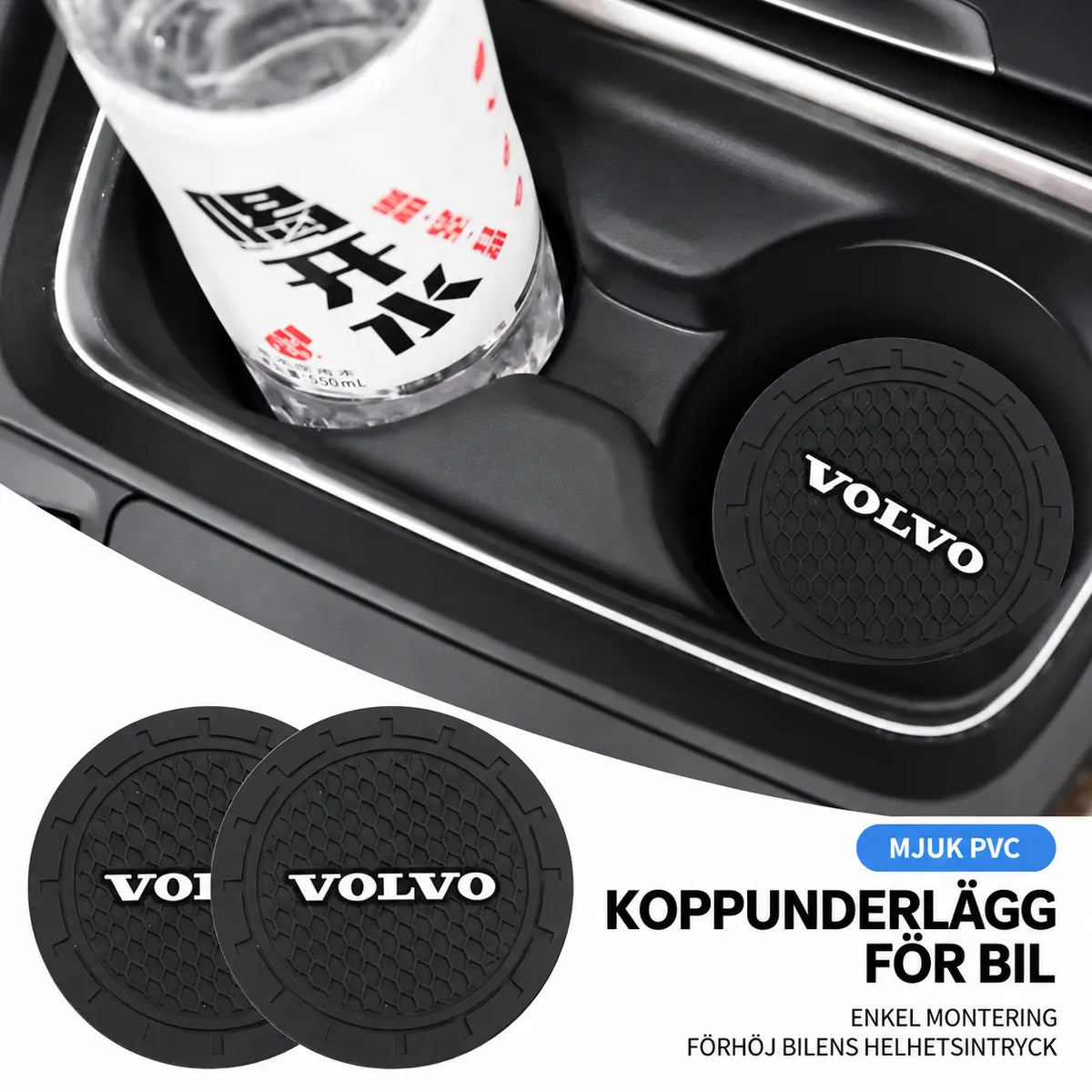 Volvo koppholder-underlag svarte 2-pakning