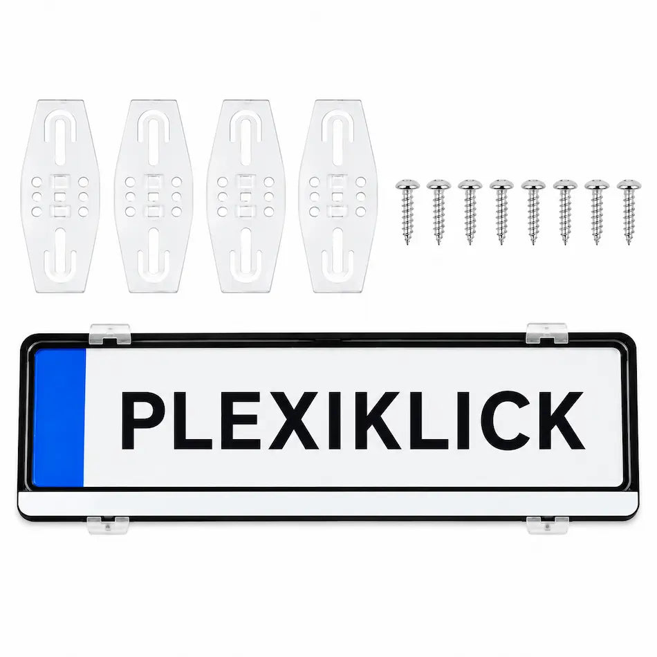 Skylthållare Plexiklick Nummerskylt 4-Pack Två Skyltar